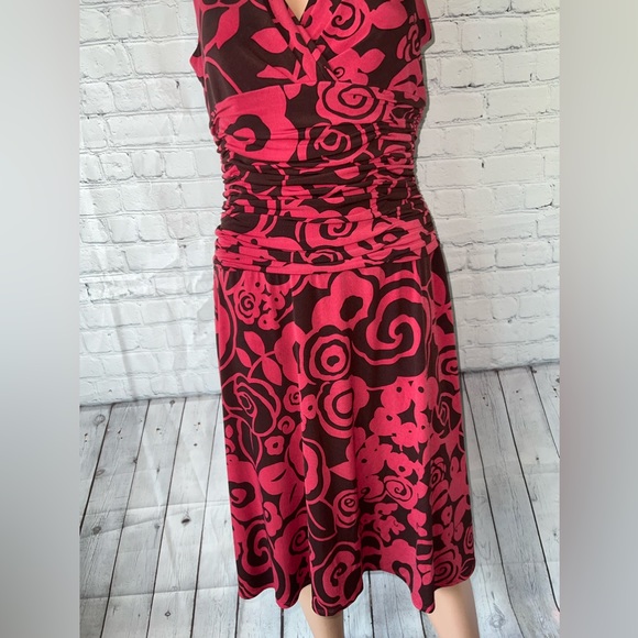 Maggy Boutique Red & Brown Floral Dress size 8 - Picture 3 of 9